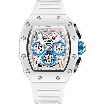Hodinky Elegantní pánské hodinky ONOLA – silikonový pásek Barva (Varianta): Bílá