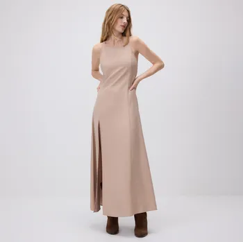 Dámské šaty Reserved - Midi šaty s&nbsp;vysokým podílem viskózy - béžová - XV488-08X - XV488-08X-XL