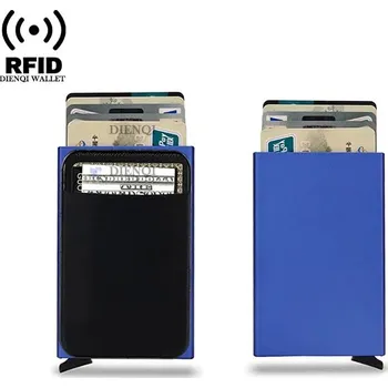 Hliníková peněženka s RFID ochranou a výsuvem karet Barva (Varianta): Modrá
