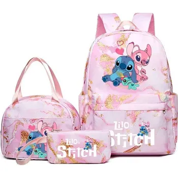 Městský batoh Třídílný set Stitch batohu s taškou a kapsičkou Barva (Varianta): Stitch-Pink-A