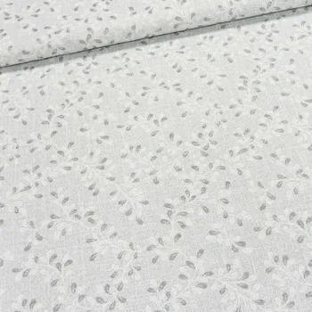Směsové plátno 403004 TALCA GREY 91, šedé listy, š.140cm (látka v metráži)