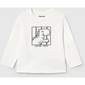 Dětské bavlněné tričko s dlouhým rukávem Mayoral 1068.3F.Baby.PPYA béžová 01X, vel. 68