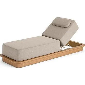 Zahradní lehátko Jati Kebon Lehátko polohovací Acri, Jati Kebon, rám teak, výplet lanko 14 mm barva linnen, bez sedáku