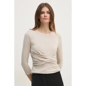 Dámské tričko Tričko s dlouhým rukávem OUI dámské, béžová barva, 91158 01X, vel. 36