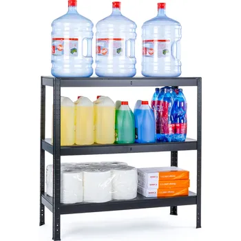 Dílenský regál Lakovaný celokovový regál Mamutex Standard 1000x1000x400 mm – 3 police, nosnost 360 kg, černý