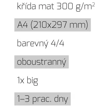 Tiskopis Leták 1xbig A4 4/4 křída mat 300 g/m2 LT-A4-4/4-300-K-1xBig Nižší cena pro více kusů!