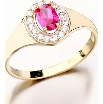 Prsten Dámský prsten žluté zlato 585 zirkon s rubín a 51GZ-8055-ZL-RUB velikost 61
