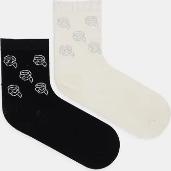 Dámské oblečení Ponožky Karl Lagerfeld IKON RHINESTONE 2-pack A1W47103 černá 99X, vel. ONE SIZE