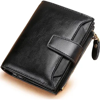 Peněženka Dámská peněženka z pravé kůže – zip, kapsa na mince Barva (Varianta): Černá