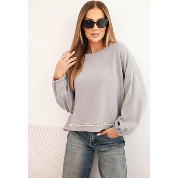 Dámská mikina Kesi Włoski Dámská mikina s ozdobným zakončením na spodku šedá Kesi Włoski šedá | světle modrá 3418705