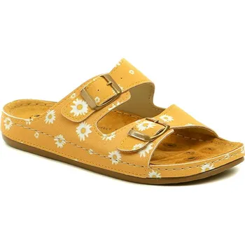 Dámská zdravotní obuv Medi Line 1633-25 žlutá květ dámské zdravotní pantofle EUR 38