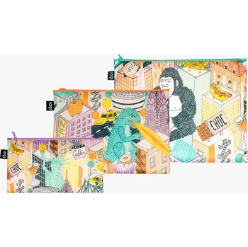 Kosmetická taška Taštičky na zip 3 ks LOQI JACQUELINE COLLEY Pop Culture New York