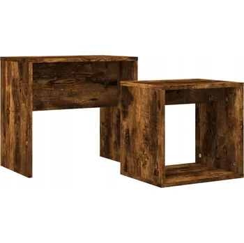 Konferenční stolek Zasouvací konferenční stolky - Kouřový Dub - 48x30x45 cm/37x29x36 cm