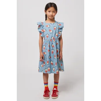 Dámské šaty Dětské bavlněné šaty Bobo Choses Morning Egg 125AC143 modrá 50X, vel. 149/155
