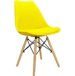 Aga Jídelní židle MR2035 Moderní, Žlutá, hnědá konstrukce, 1 ks, výška sedáku 42 cm, šířka sedáku 42 cm, hloubka sedáku 44 cm, celková výška 75 cm STK14956