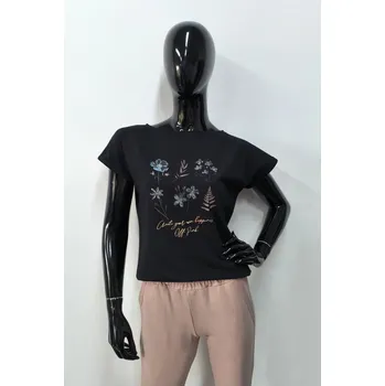 Dámská halenka Módní tričko s potiskem, 36- 46, Off pink Barva: 01-černá, Velikost: 44