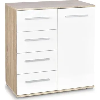 Ložnice Komoda RYDER 2, dub sonoma/bílý lesk + vyzvednutí ZDARMA