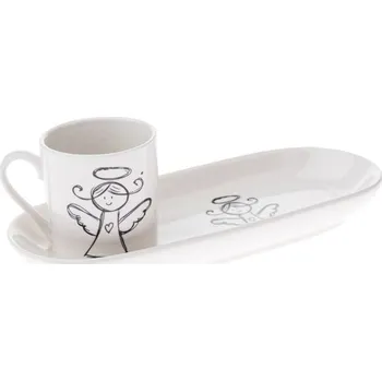 Hrnek 90ml ANDĚL s podtáckem 7x21,6cm, snídaň.set, porcelán*duben 2025