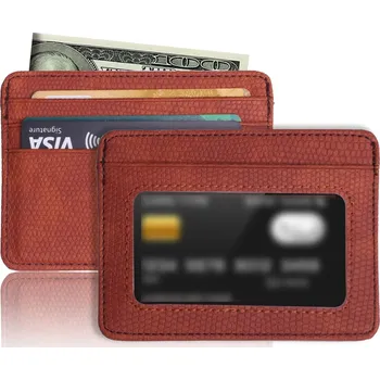 Peněženka Slim peněženka – s průhledným oknem na doklady Barva (Varianta): Hnědá