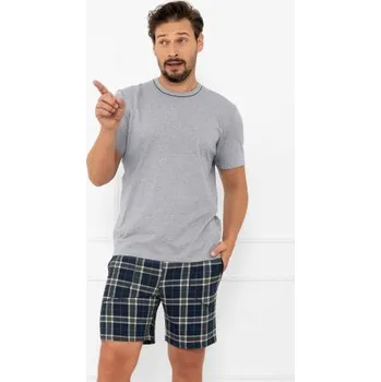 Pánské pyžamo Pánské krátké pyžamo Italian Fashion Andreas - bavlna Šedá 2XL