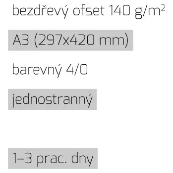 Tiskopis Leták A3 4/0 bezdřevý ofset 140 g/m2 LT-A3-4/0-140-BO Nižší cena pro více kusů!