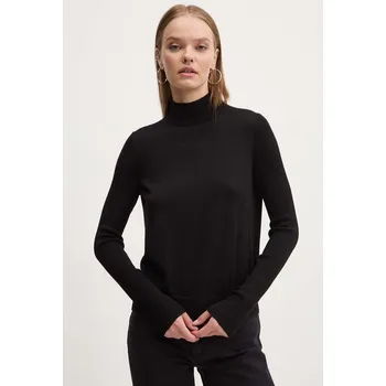 Dámský svetr Vlněný svetr HUGO dámský, černá barva, lehký, s pologolfem, 50500811 99X, vel. XS