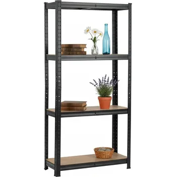 Dílenský regál Lakovaný kovový regál Mamutex Standard 1500x700x300 mm – 4 police, nosnost 700 kg, černý