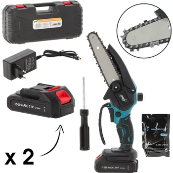 Motorová pila Akumulátorová řetězová pila - dvě baterie, nabíječka, přepravní kufřík