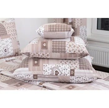 Bytový textil Podpěrová s.r.o. Polštář jednoduchý PATCHWORK BÉŽOVÝ Velikost: 40x60 cm KREP N