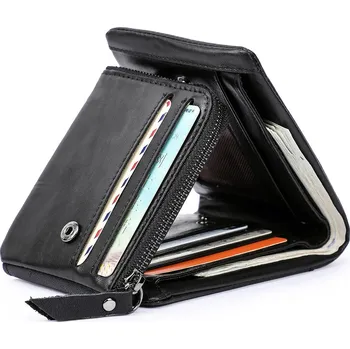 Peněženka Pánská kožená peněženka Crazy Horse – vintage styl se zipem Barva (Varianta): Černá