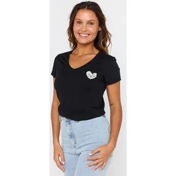 triko RIP CURL Heart V Neck BLACK velikost oblečení XL
