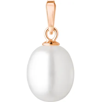 Přívěsek ANNA PERLY Nadčasový přívěsek s luxusní pravou bílou perlou v růžově pozlaceném stříbře