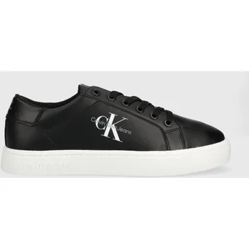 Pánská obuv Kožené sneakers boty Calvin Klein Jeans CUPSOLE LACE UP LOW černá barva, YM0YM00491 YM0YM00491.BDS 99X, EUR 40