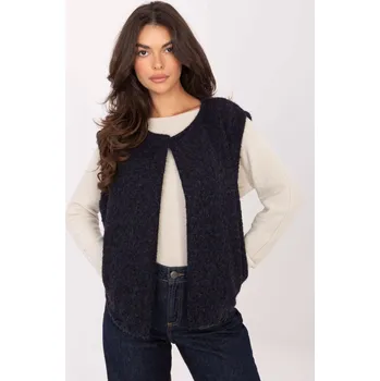 Dámská vesta Tmavě modrá pletená vesta s kapsami IT-KZ-