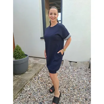 Dámské šaty Basic šaty proužky tmavě modré Velikost: UNI: S - XXL