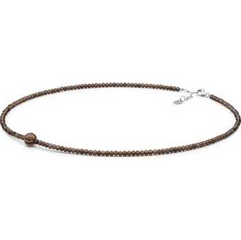 Náhrdelník ANNA PERLY Moderní trendy náhrdelník z kuliček kouřového křemene s dominantním prvkem a variabilním zapínáním