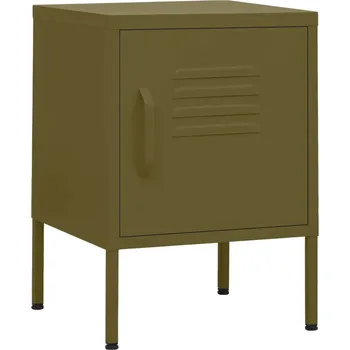 Noční stolek Ocelový noční stolek olivový 35x35x51 - moderní