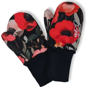 Rukavice Esito (ušito v ČR) Dívčí palcové softshellové rukavice Esito s fleecem (více velikostí) Vlčí máky