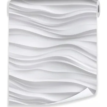 Fototapeta TAPETA ABSTRAKCE VLNY 3D BÍLÁ ŠEDÁ NA VLIESU STĚNU OBÝVACÍ POKOJ LOŽNICE