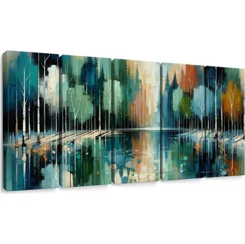 Obraz Dovido 5-dílný obraz klidný lesní odraz