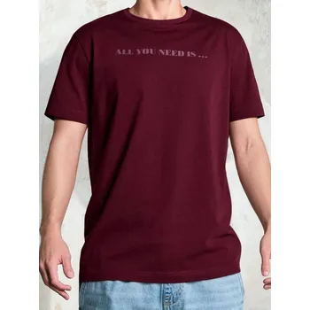 Sinsay - Bavlněné tričko s nápisem - burgundy - 592EY-83X - 592EY-83X-XS