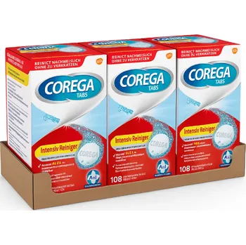 Péče o zubní náhradu Corega Čistič zubních náhrad Intenzivní všestranná ochrana 3x108 ks - VÝHODNÉ BALENÍ - originál z Německa