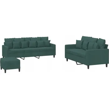 Pohovka Pohovka samet 2+3 os. s podnožkou, tmavě zelená, 138 x 77 x 80 cm