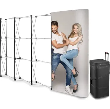 MH Technic s.r.o. Reklamní stěna Pop Up 3x4 - rovná + přepravní box na kolečkách