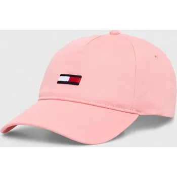 Čepice Bavlněná baseballová čepice Tommy Jeans růžová barva, s aplikací, AW0AW15842 30X, vel. ONE SIZE