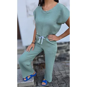 Dámská mušelínová souprava ALLA Mentol produkt: Crop, VELIKOST: 40-42