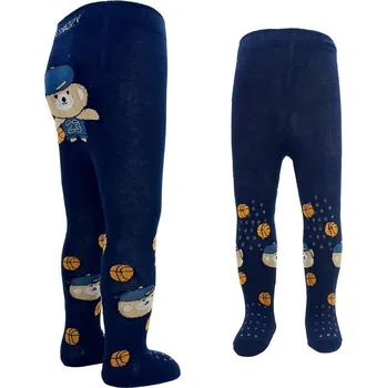 BeSnazzy dětské protiskluzové punčocháče pro zdravé lezení a první krůčky - chlapecké - tmavěmodré-medvídek, velikost: 92-98