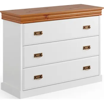 Komoda Komoda KANIA 3S z masivní borovice bílá/medová