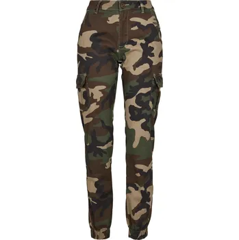 Dámské kalhoty Dámské camo cargo kalhoty s vysokým pasem woodcamo Urban Classics hnědá 1789727