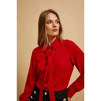 Pánská košile Košile se zavazovaným výstřihem Moodo černá | červená 2562013